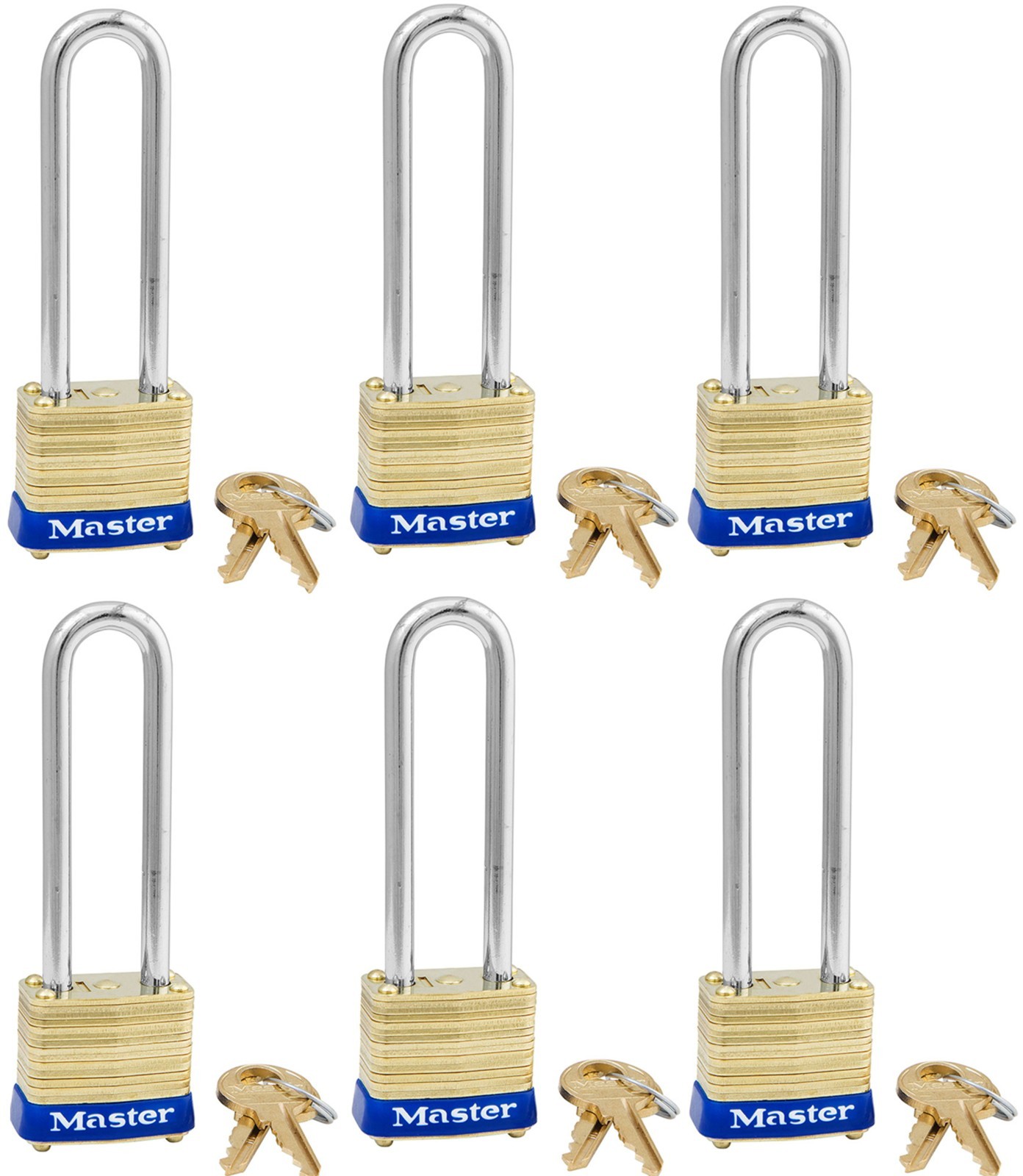 new Master Lock 8KALJ P297 Brass Set of 6 Keyed Alike Small Discontinued