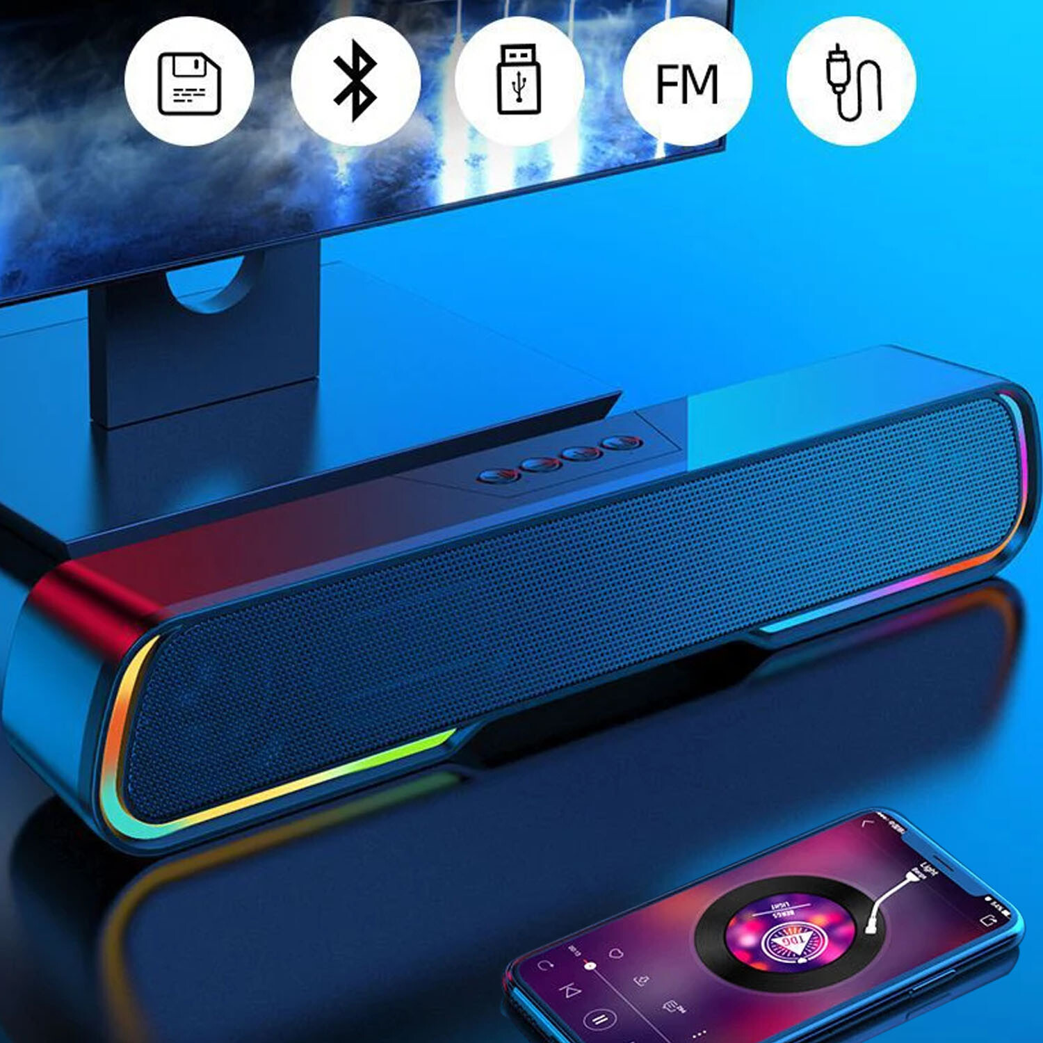 Powerful TV Sound Bar Home Theater Subwoofer Soundbar with Bluetooth Wireless