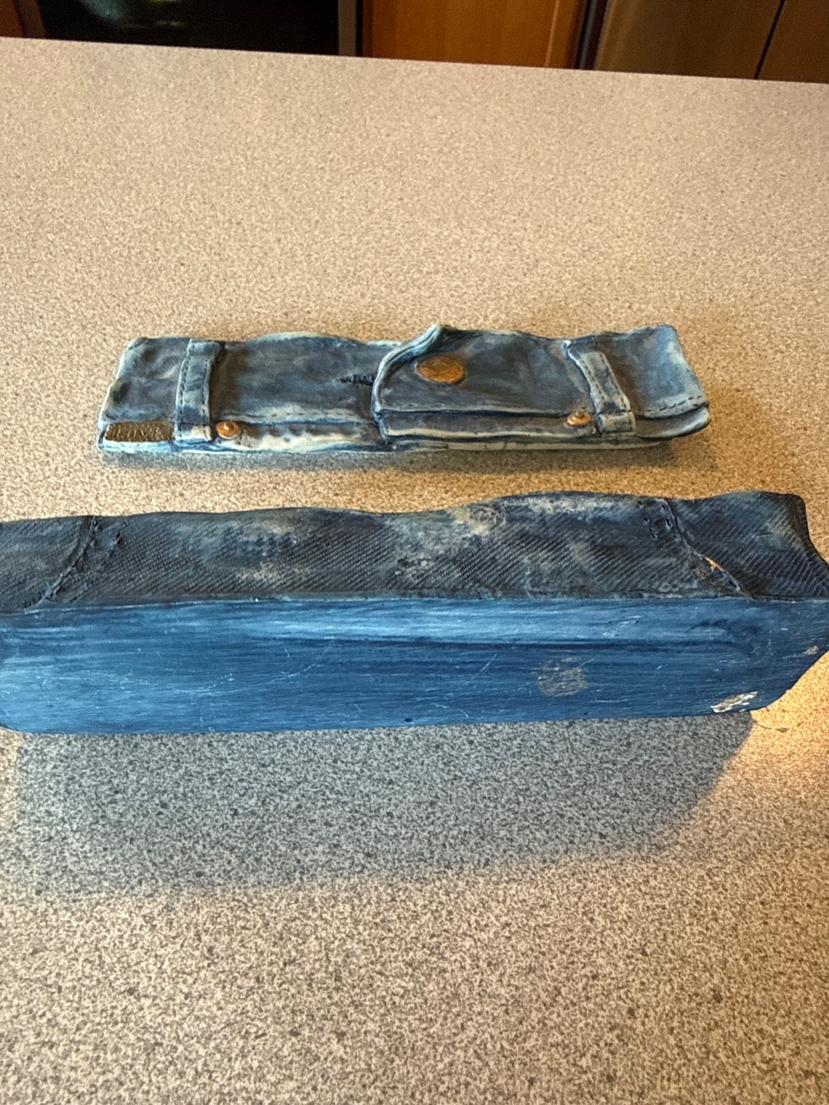 Ceramic box - Jeans design - Blue