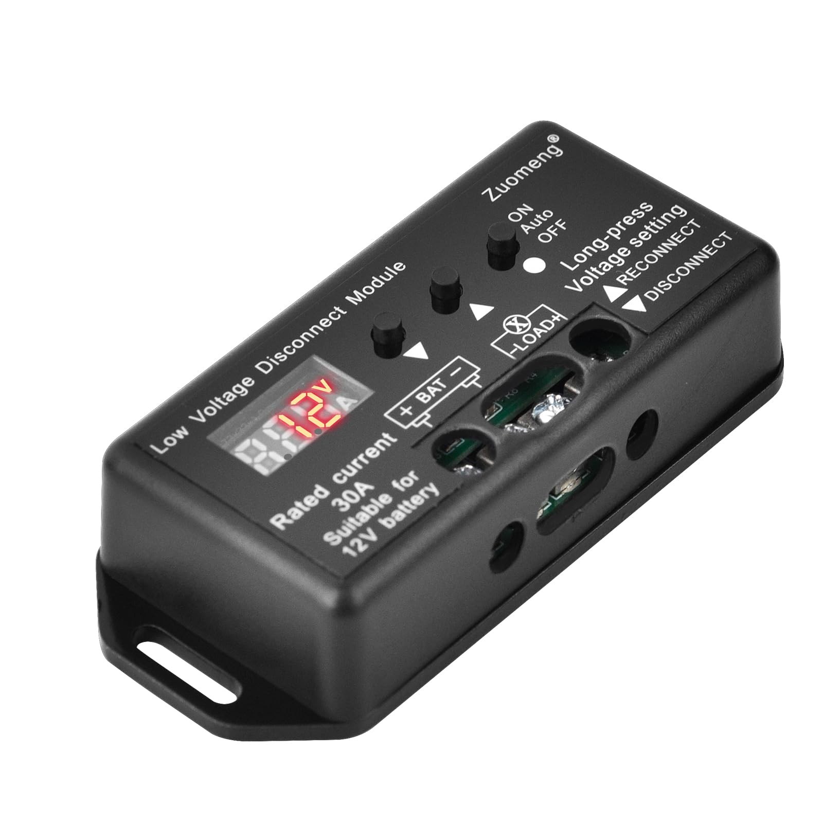 12V 30A Low Voltage Disconnect Module with Multi-Information Display and 0.1V...