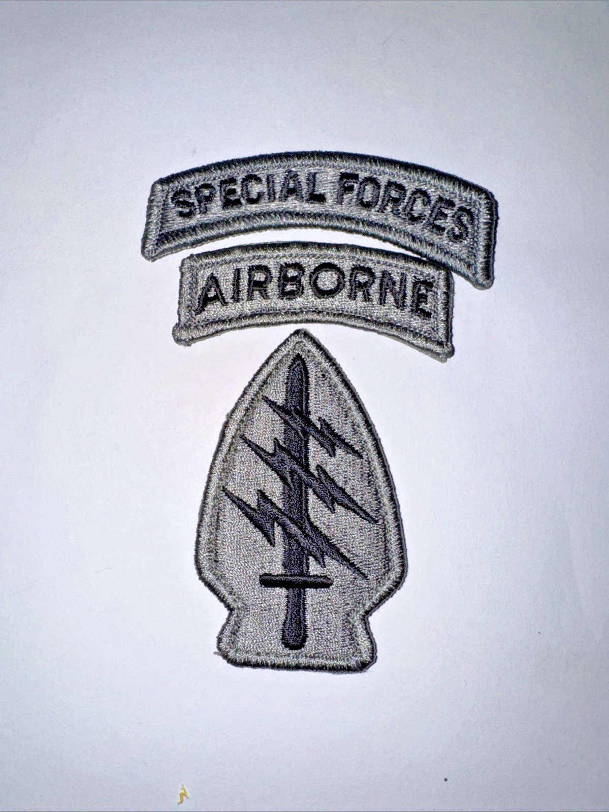 US Army Special Forces Group Hook Back ACU Patch with Airborne & SF Tabs