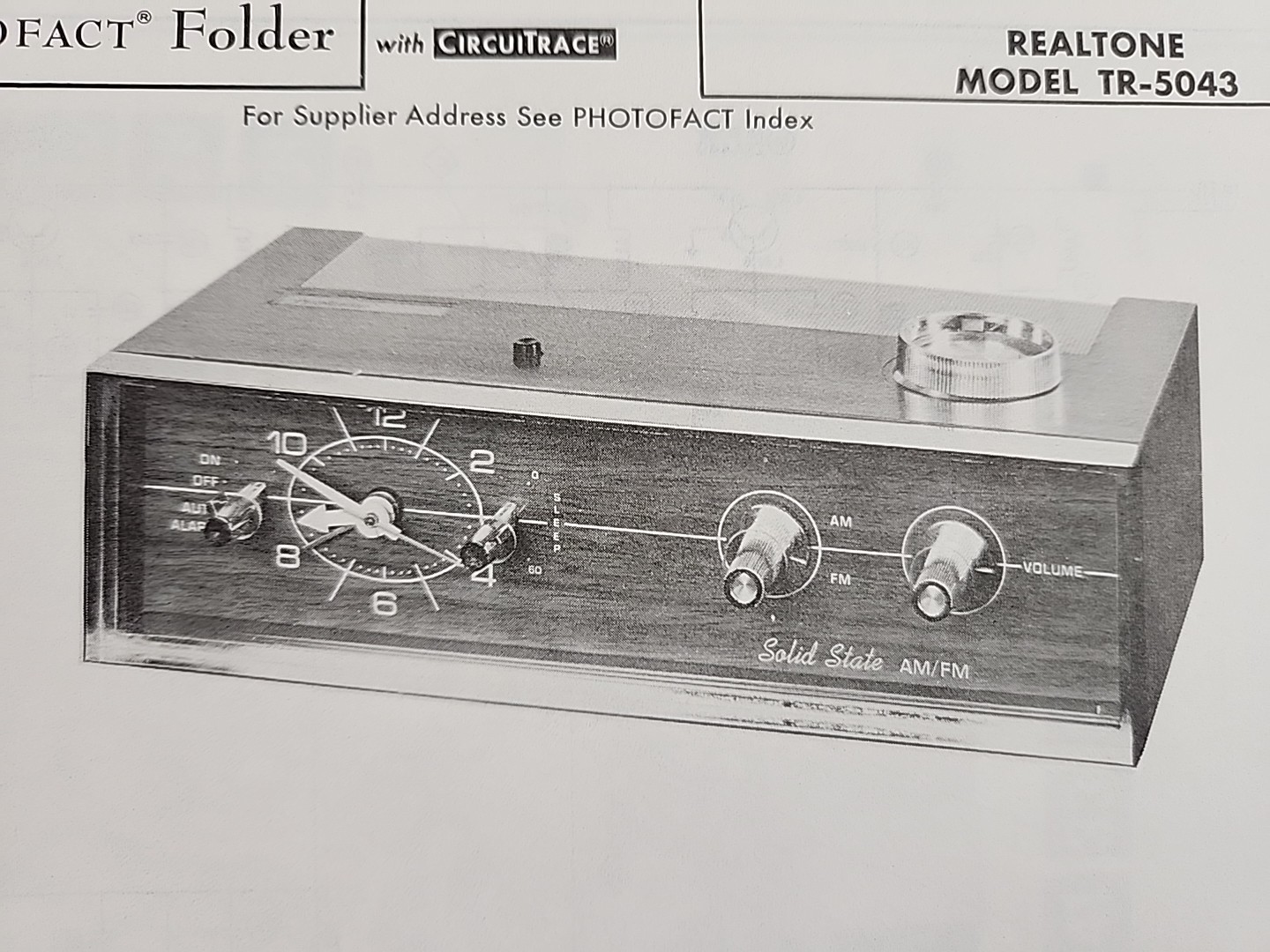 Sams Photofact Repair Service Parts Manual For Realtone Model TR-5043