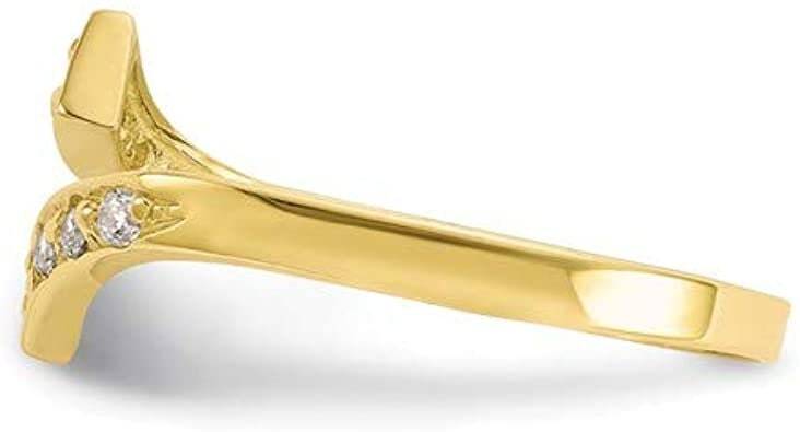 Solid 10K Gold or Sterling Silver Adjustable Cubic Zirconia Bypass Toe Ring -