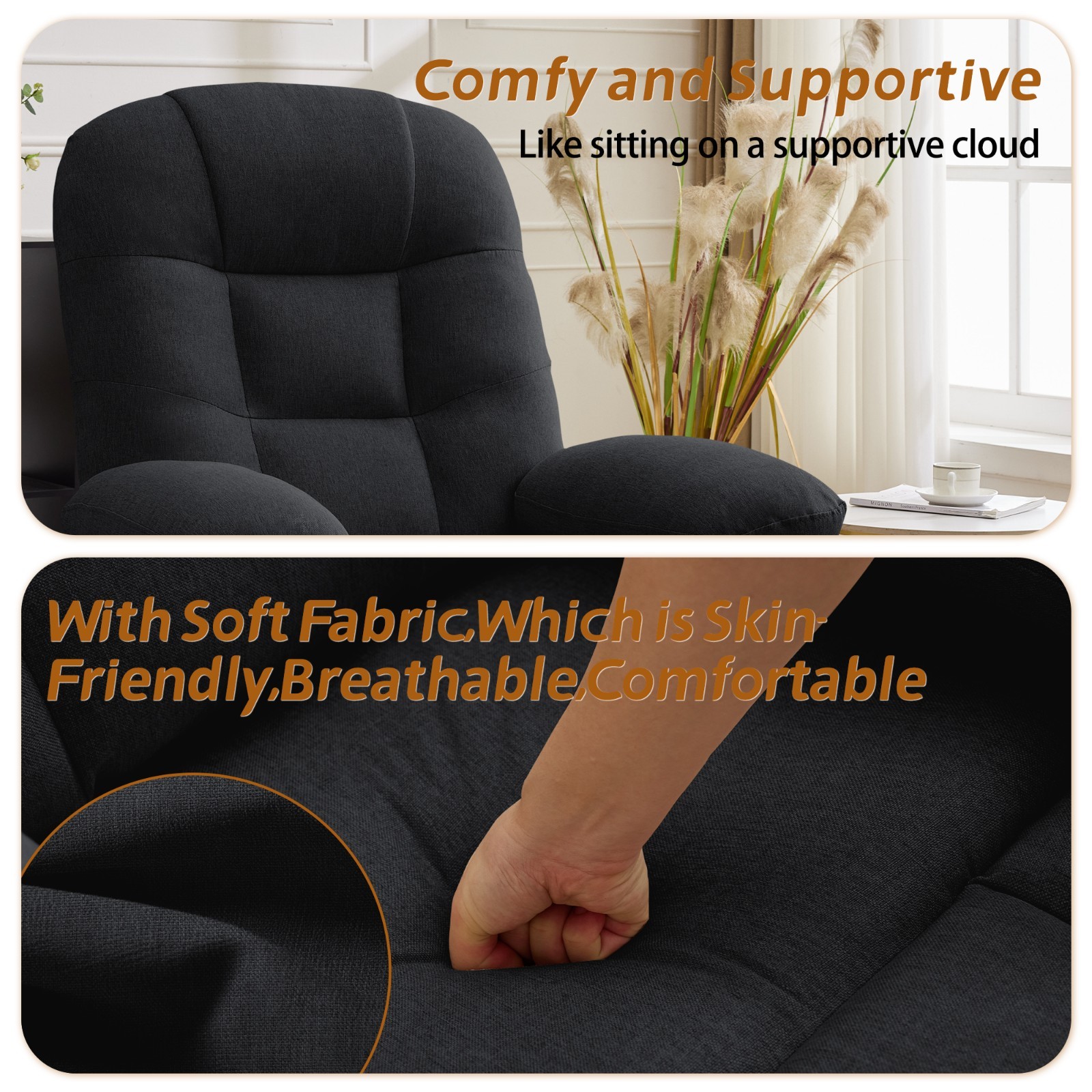 Korser Manual Swivel Rocker Recliner Chair Small Recliner Sofa for Small Spaces
