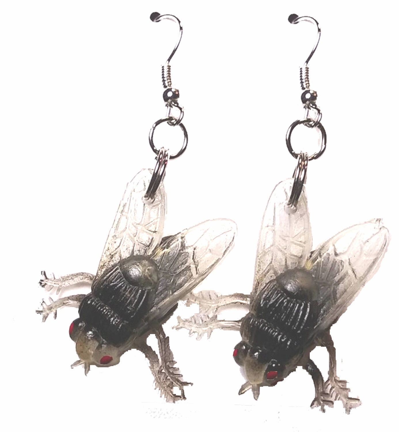 Creepy HOUSE FLY FLIES Funky EARRINGS Funny Picnic Bugs Horror Novelty Jewelry