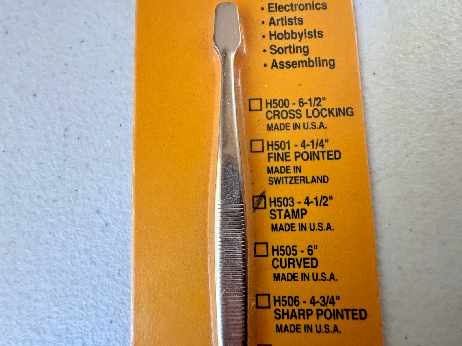Mascot Precision Tools #H503 4 1/2" Stamp Tweezers - NOS
