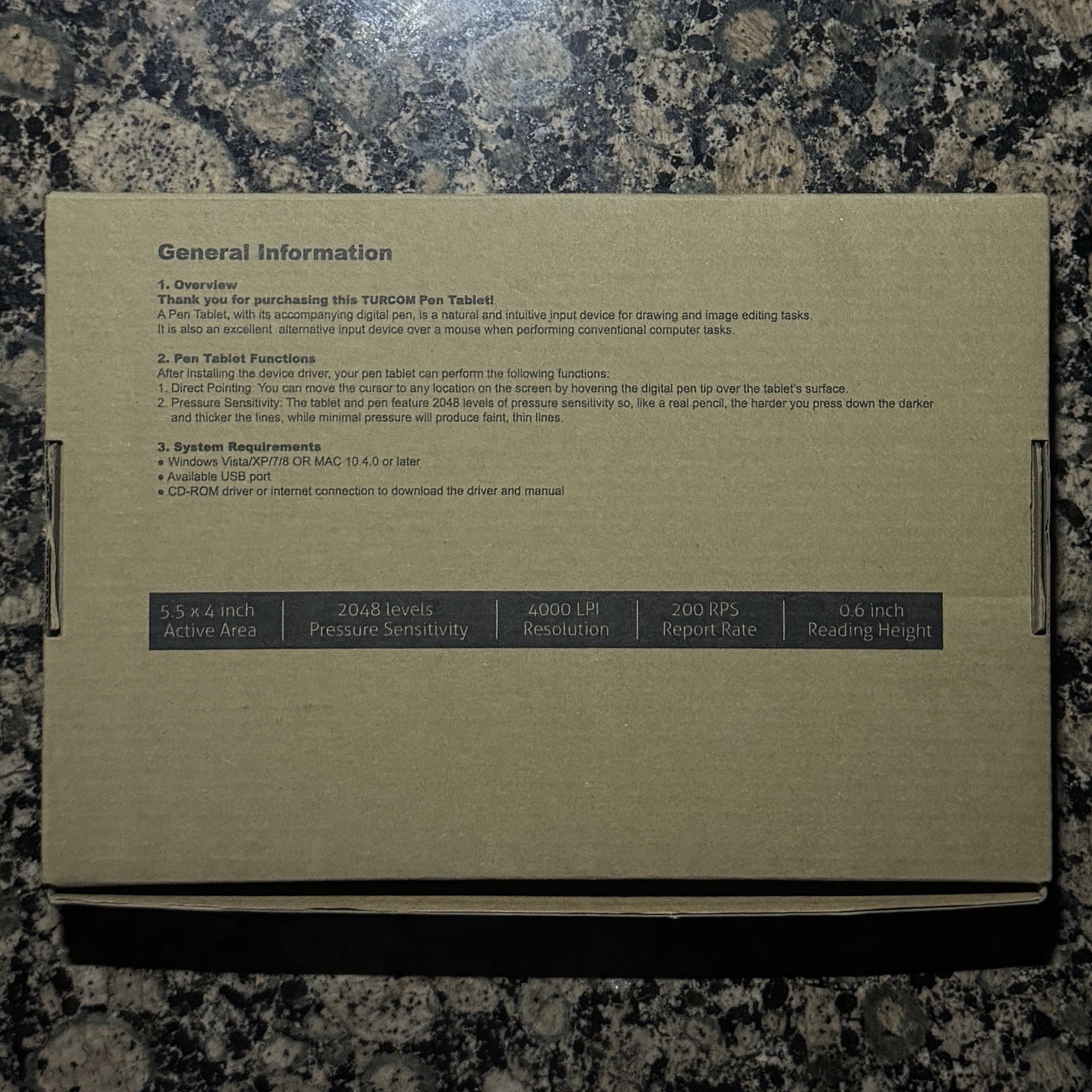 Turcom Graphics Tablet with Touch Pen for Windows and Mac Model TS-6540