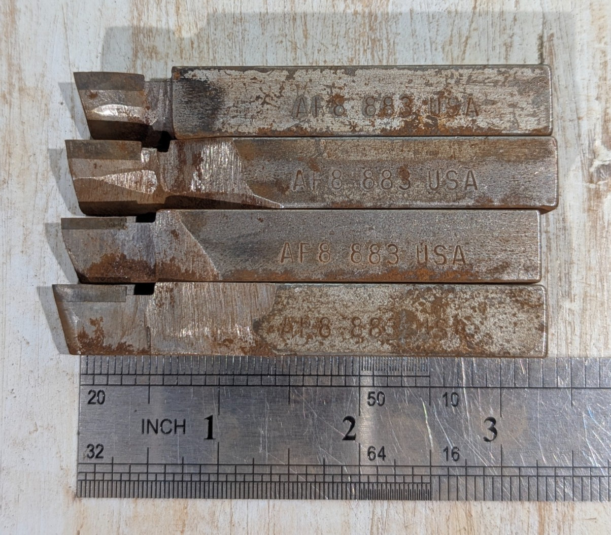 Lot 4 MICRO 100 AR-8 883 Carbide Lathe Tool Bits 1/2" Square USED