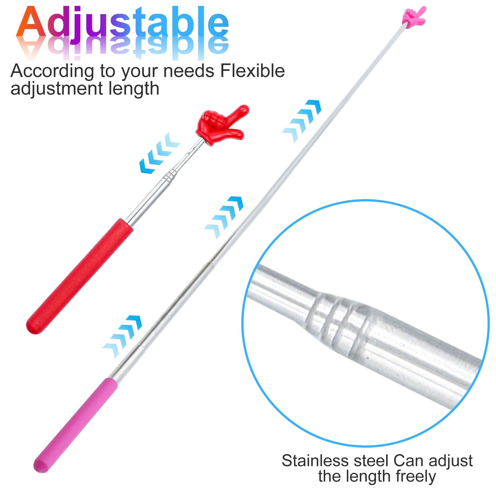 8Pcs Telescopic Teachers Pointer, Mini Pointer Retractable, Multi-colors