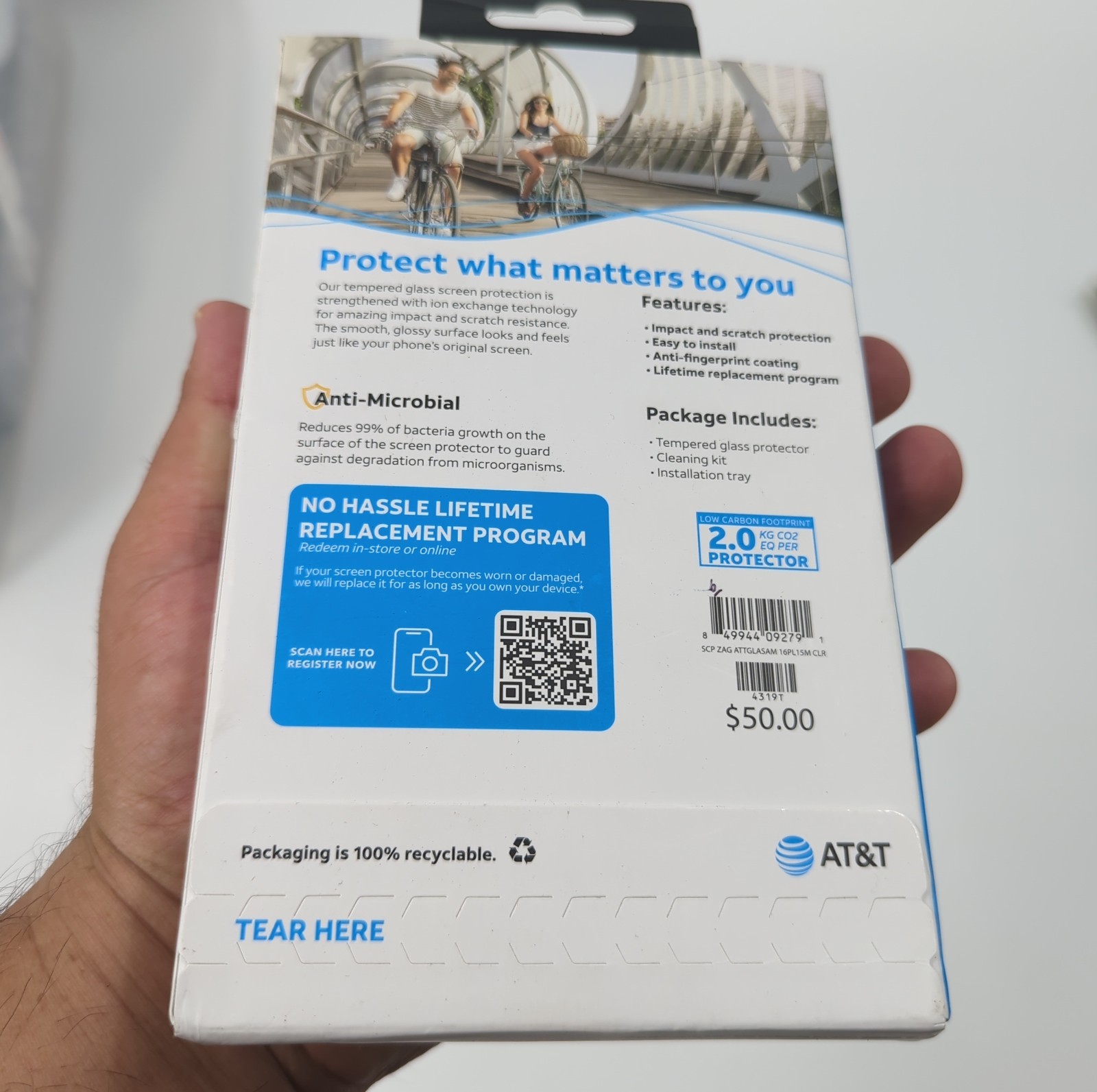 AT&T iphone 16 plus screen protector Tempered Glass Anti-microbial Ez Apply