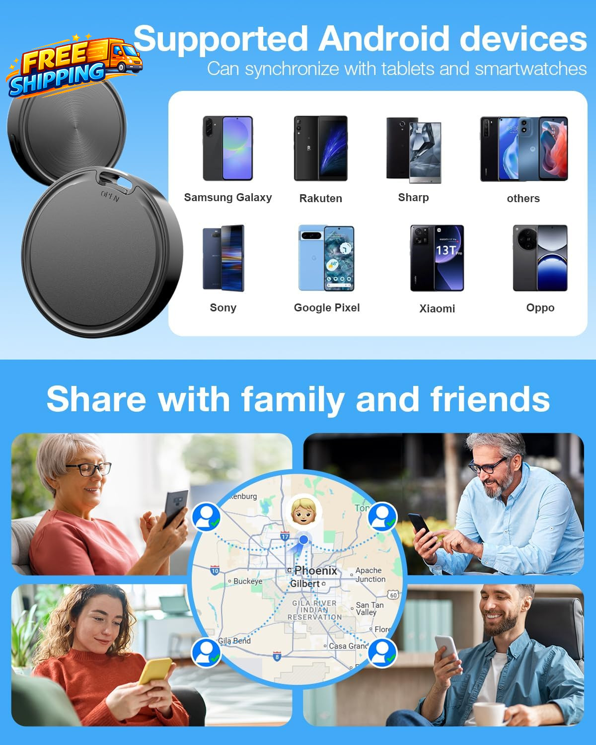 Air Tags for Android Air Tags4 Pack Android Android Tracker Tags 2 Year Battery