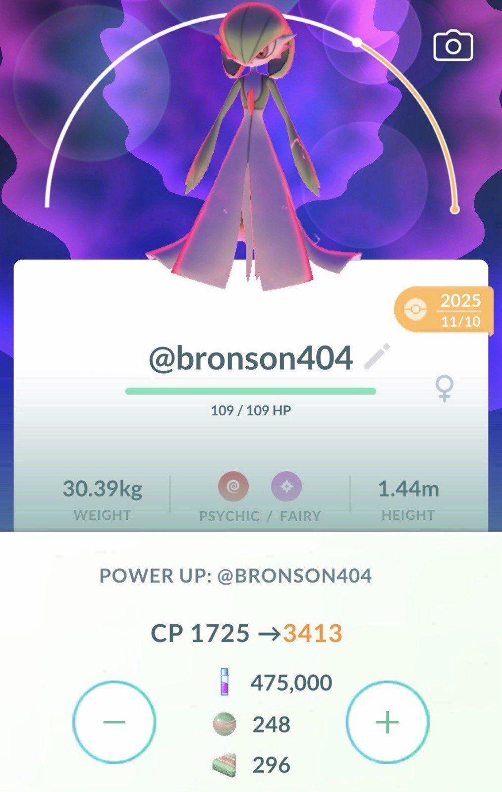 Gardevior Dynamax Max Level 50, 2 Charge, 3 Max Moves
