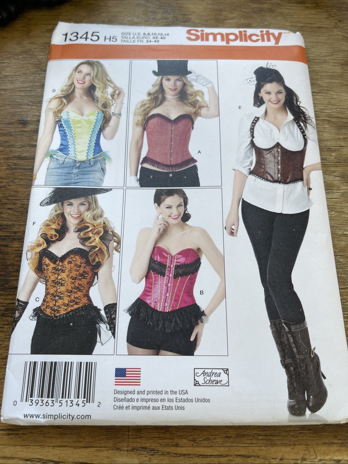 Simplicity Pattern 1345 Ms STEAMPUNK/COSTUME Corsets & Ruffled Shrug  Sz 6-14