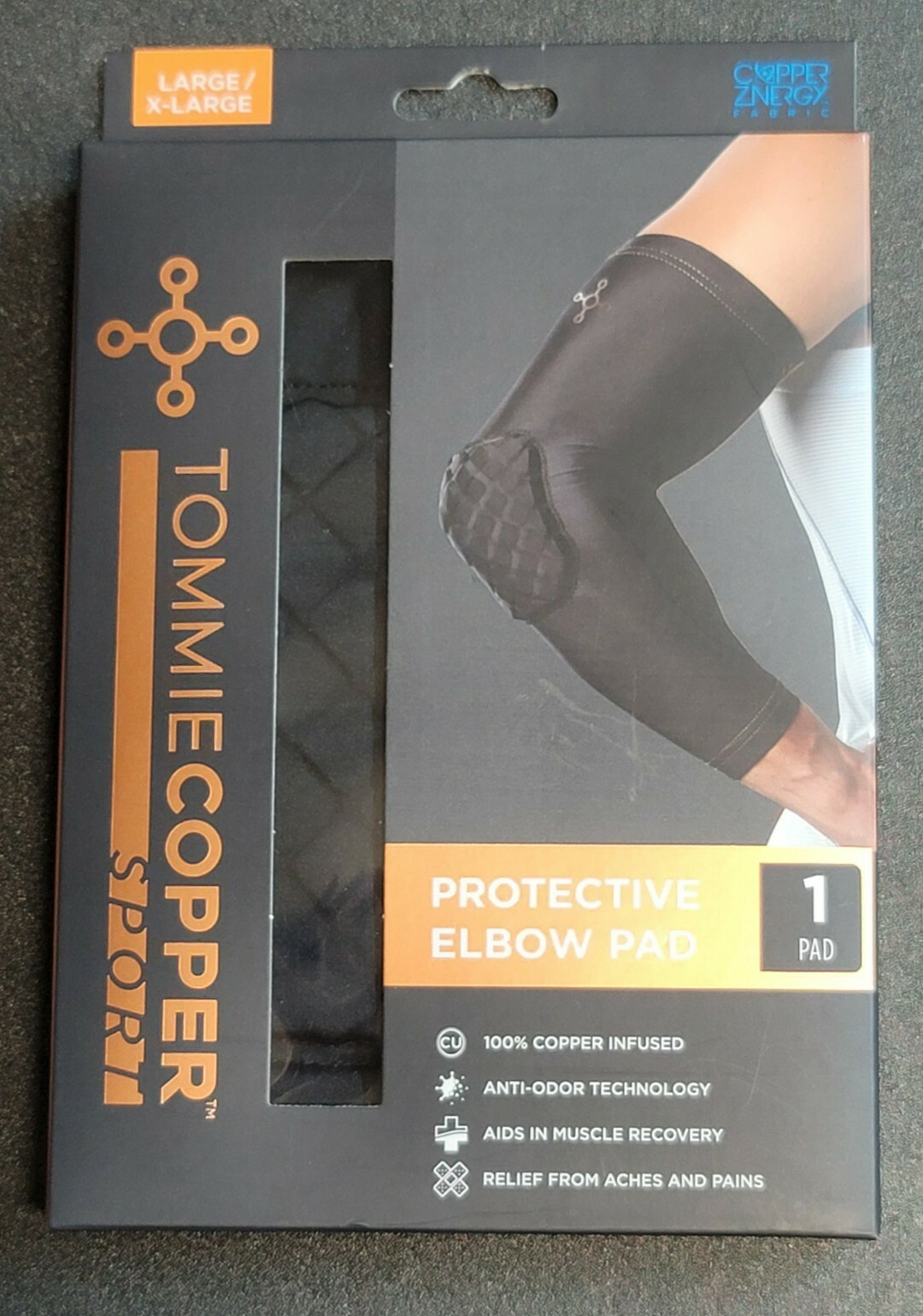 1 Tommie Copper Sport Protective Elbow Pads Sz Large/ X-Large Black *NEW*