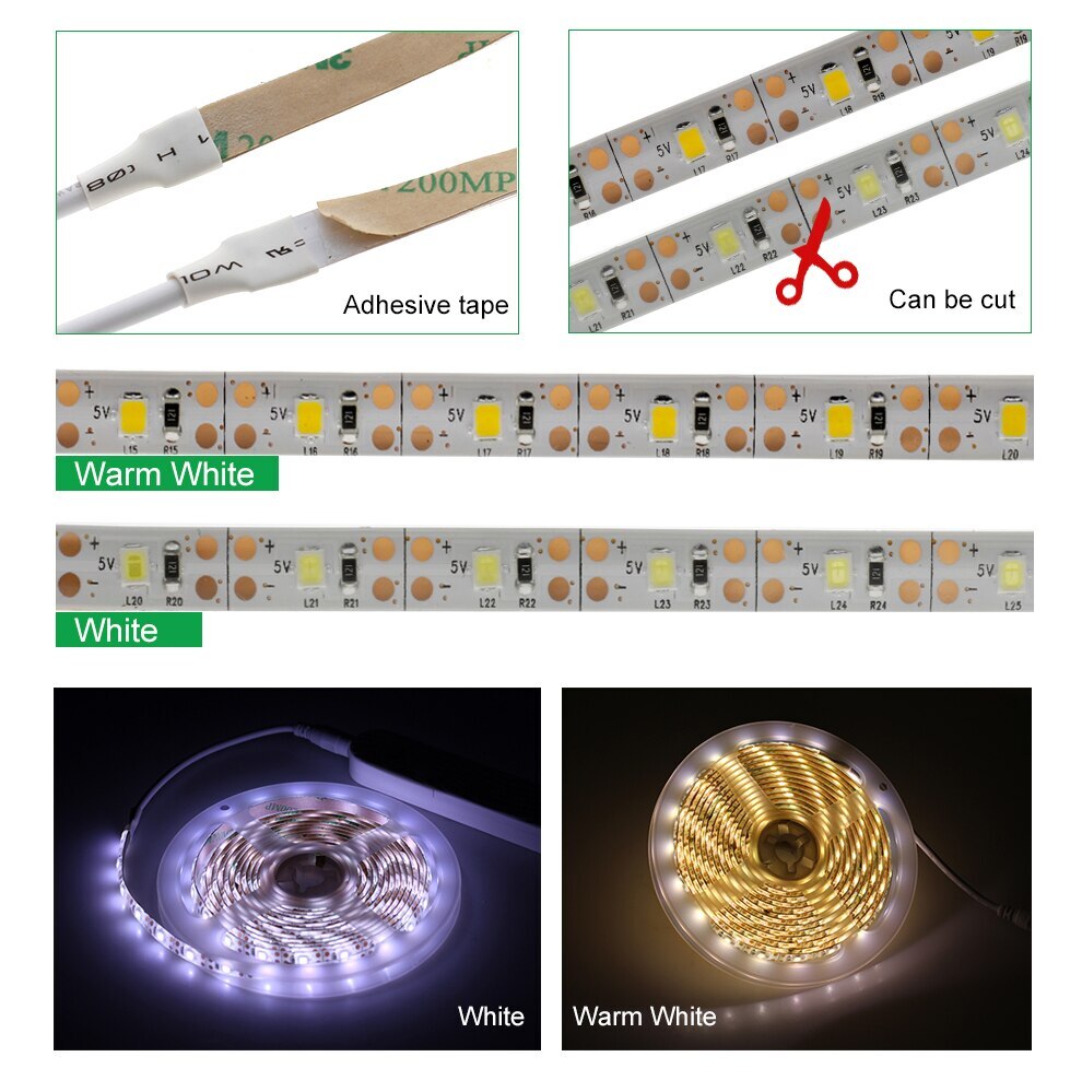 Motion Sensor LED Strip PIR Sensor LED Strip 2835 forDIY Under Bed Light Bedroom