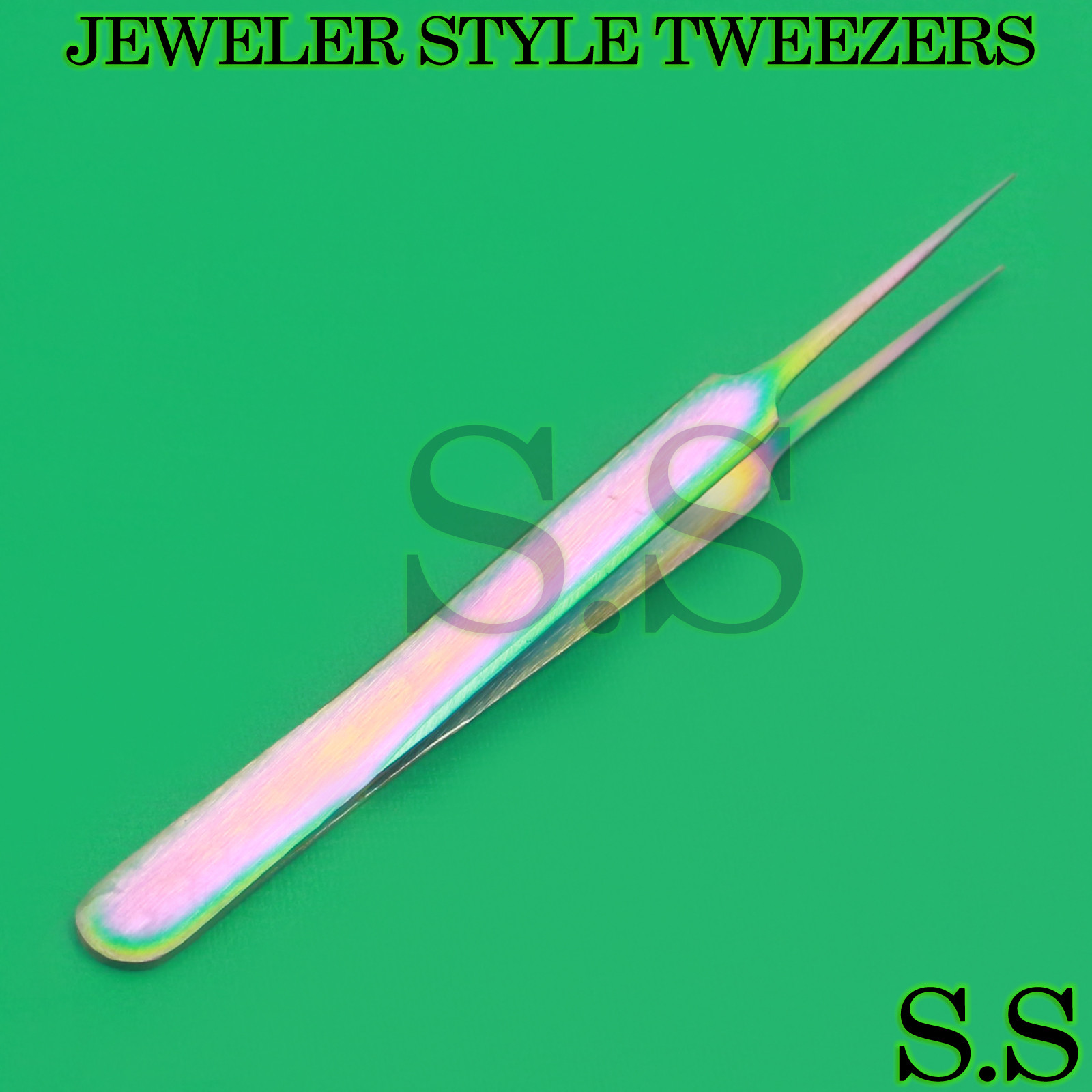 MULTI TITANIUM RAINBOW COLOR JEWELER STYLE TWEEZERS #5 FINE POINT
