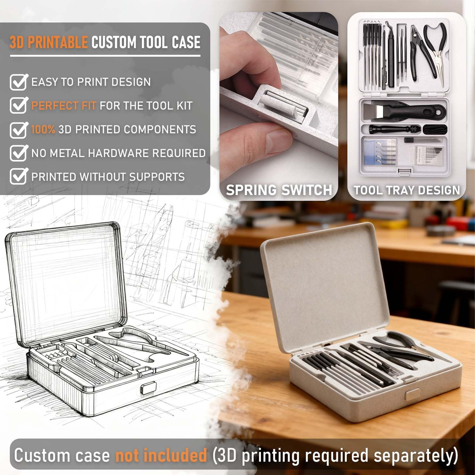 3D Printer Tools Kit, Support Removal and Finishing, Includes Deburring and