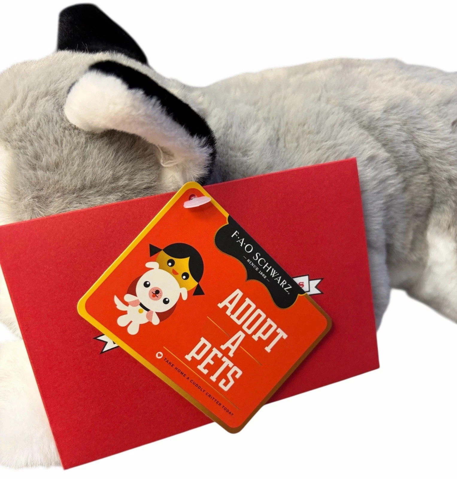 FAO Schwarz Adopt-A-Pet Husky Dog 15” Blue Eyes Adoption Papers NWT's