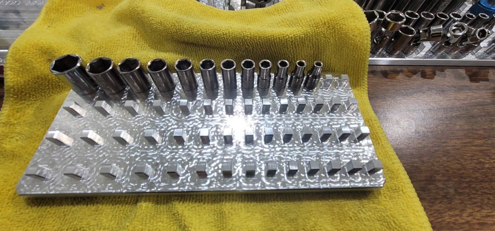 1/4" - 4 Row Billet Aluminum Socket Organizer - Tool Box Billet