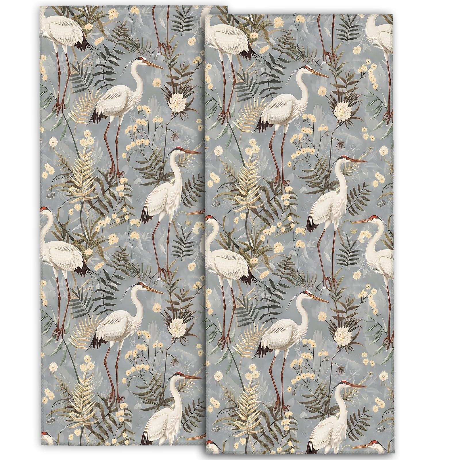 Elegant Crane Hand Towels - 2 Pack, 14.5" X 28",Soft Microfiber Polyester Cut...