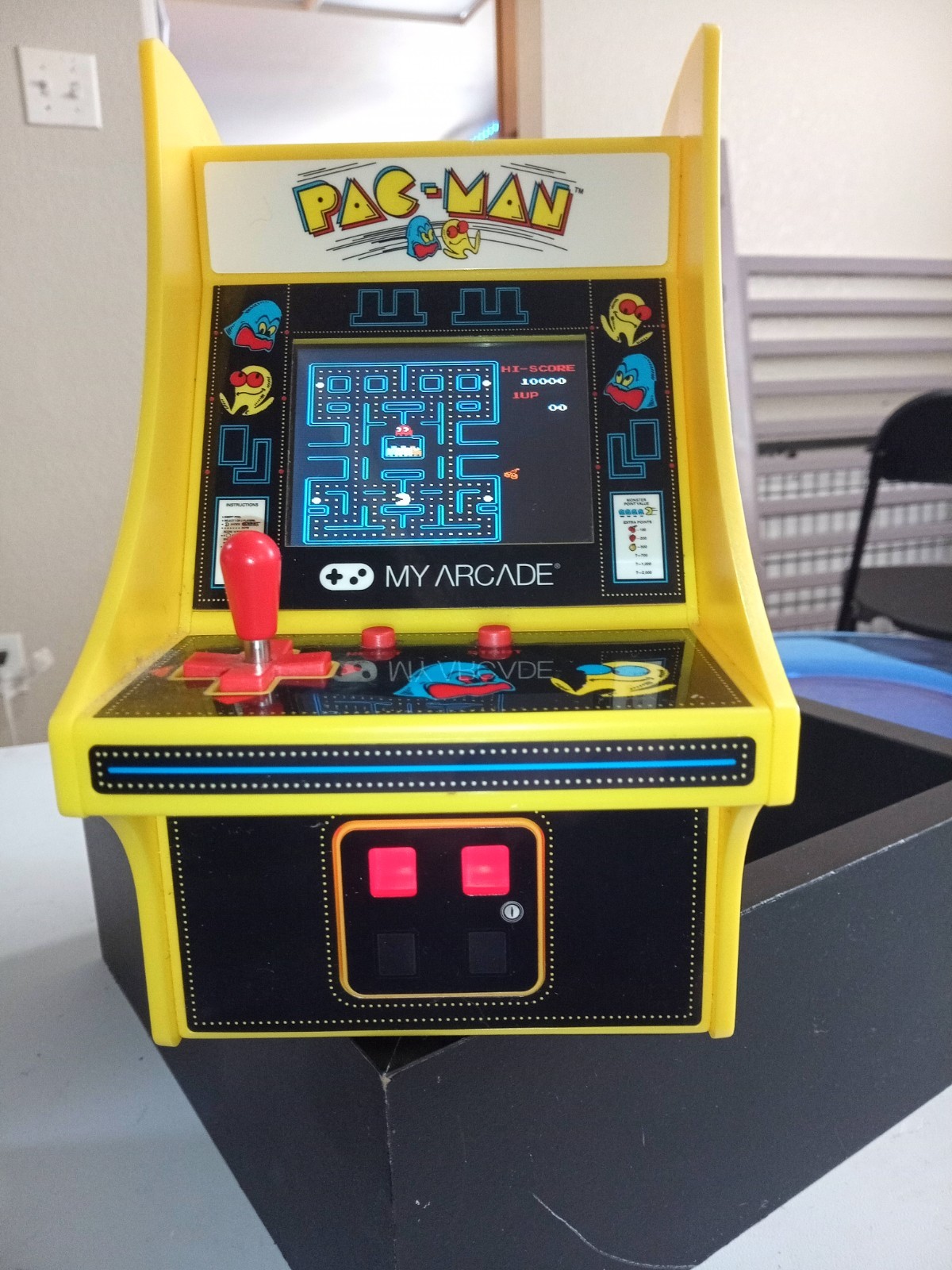 Tiny Arcade Pac-Man 3.5" Mini Retro Game - Functional Arcade Cabinet Yellow
