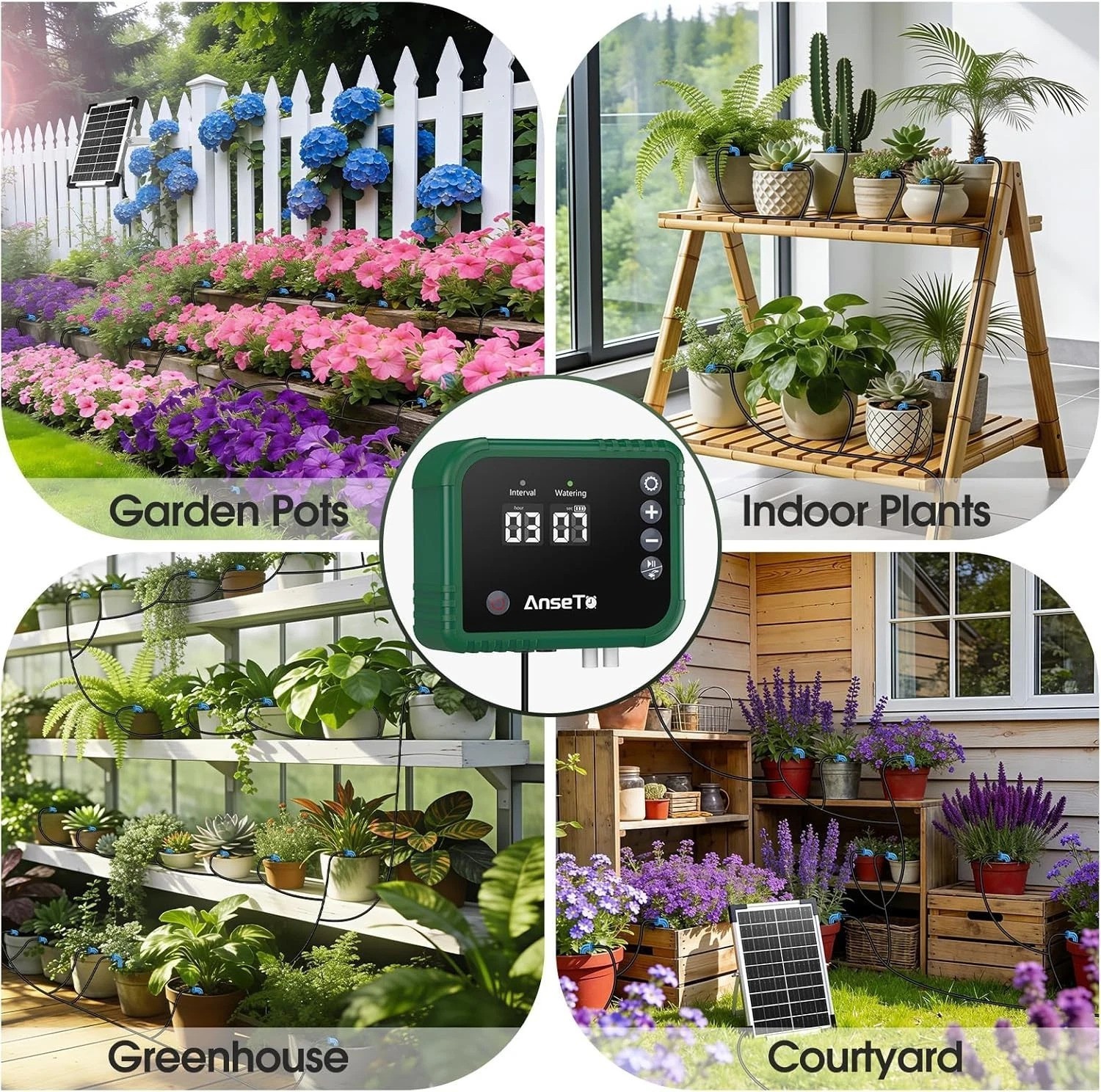 8W Solar Drip Irrigation System for Gardens, DIY Automatic Drip Kit, Supports...