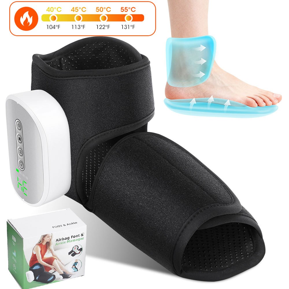 Air Compression Foot Ankle Massager with Heat for Plantar Fasciitis Pain Relief
