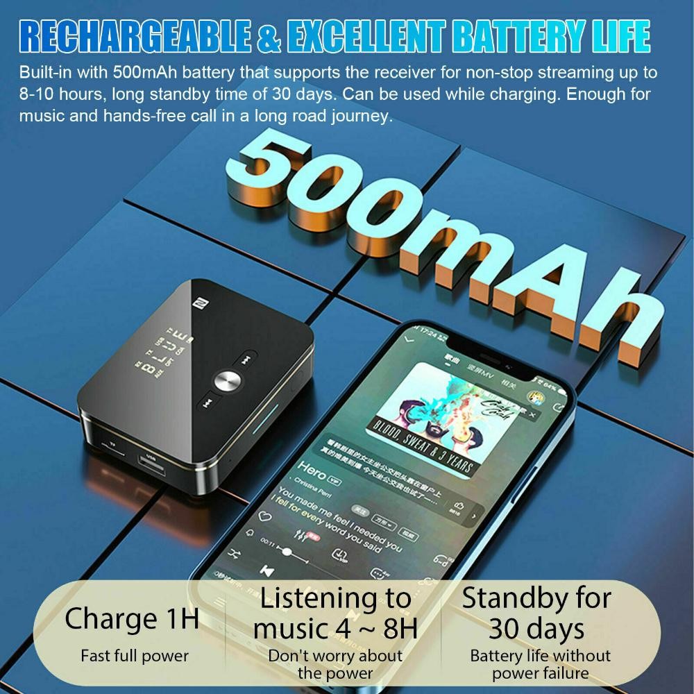 NFC Multi-Function Bluetooth Receiver Wireless 3.5mm AUX to 2RCA Audio Adapter F