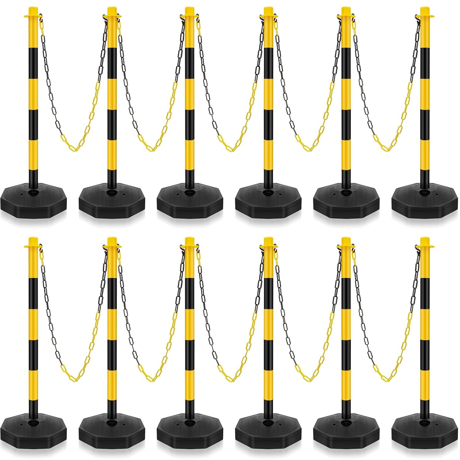 12 Sets 34 Inch Parking Cone Delineators Post Traffic Cone Plastic Stanchion Set