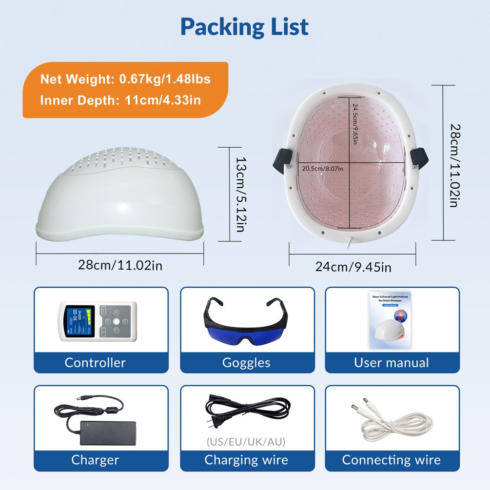 Brain Stimulation 810nm NIR Light Helmet Improve Memory Stroke Rehabilitation