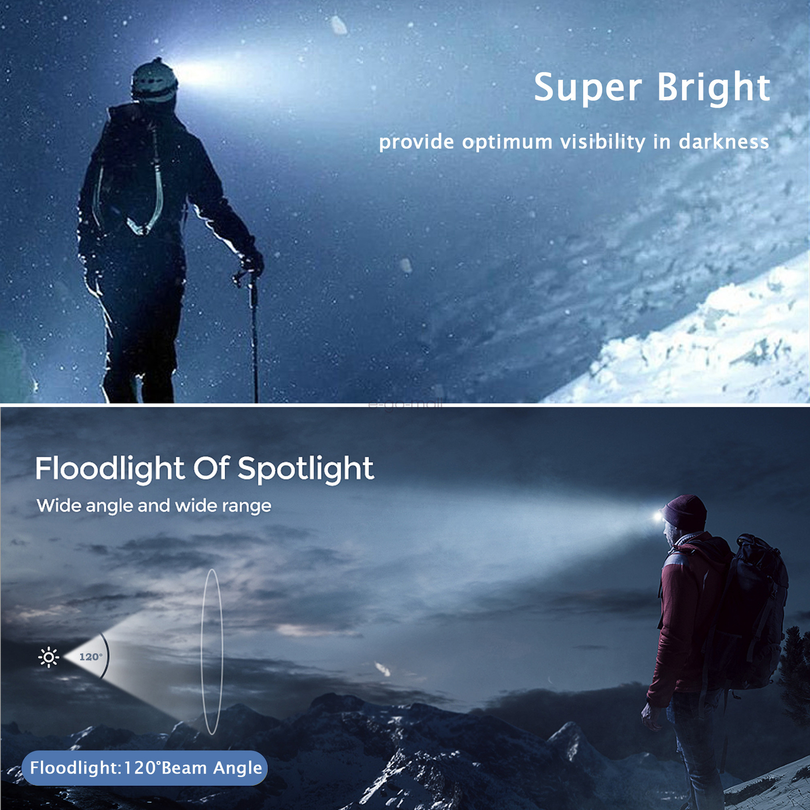 K353 Rechargeable Headlamp Flashlight COB White Red Light Super Bright 5 Mode