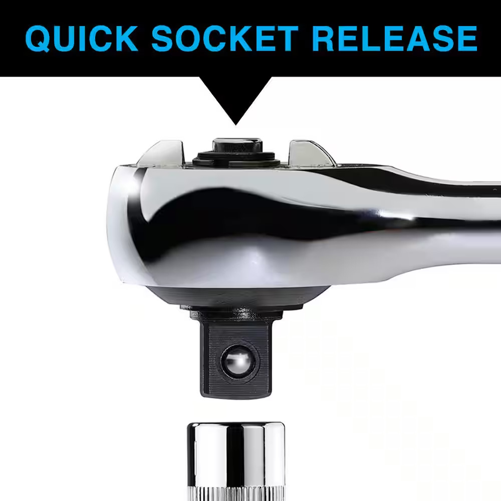 1/2 In. Drive Gearless Ratchet with Socket Quick Release