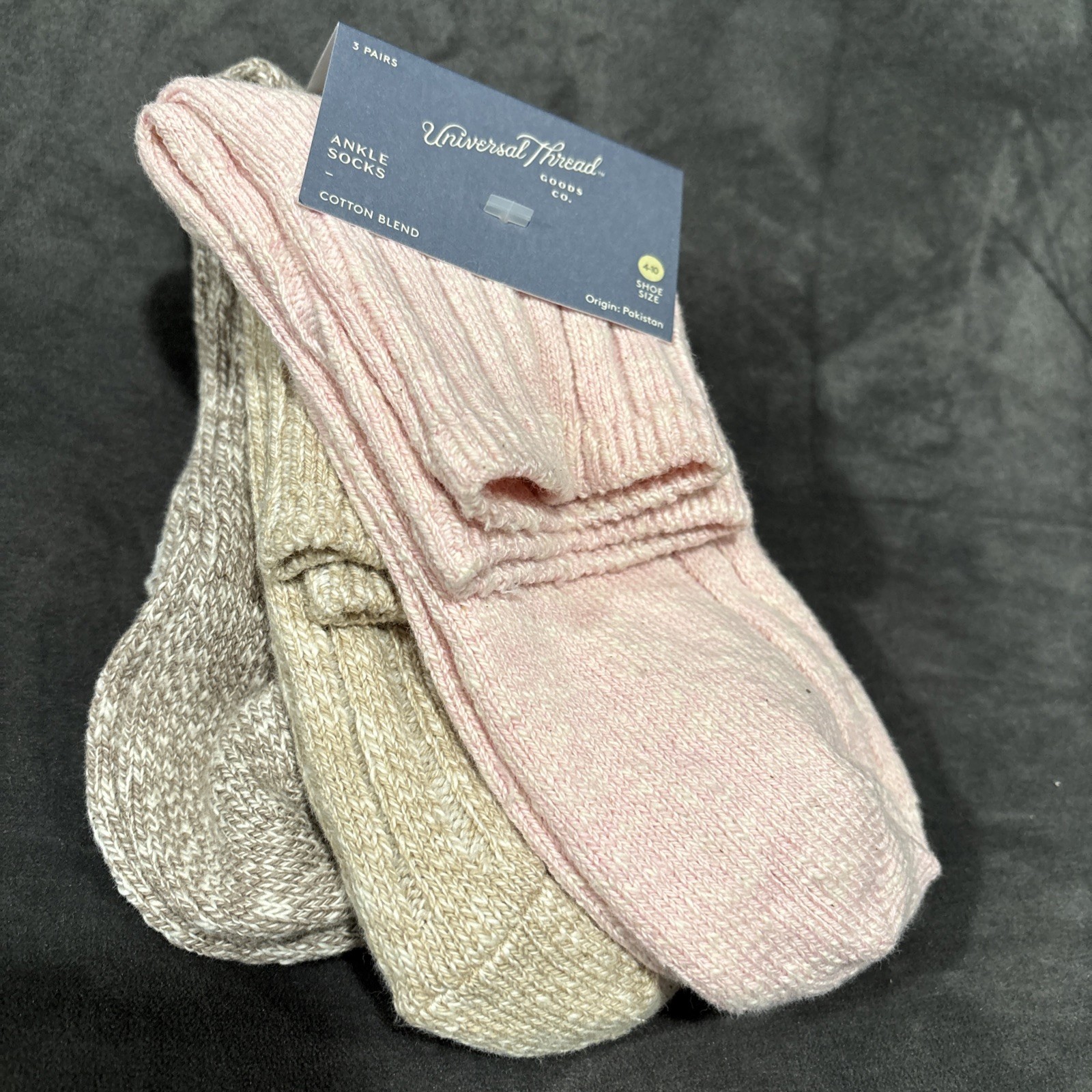 Universal Thread Goods Co. Women's Ankle Socks 3-Pack [3 pairs] Sz 4-10
