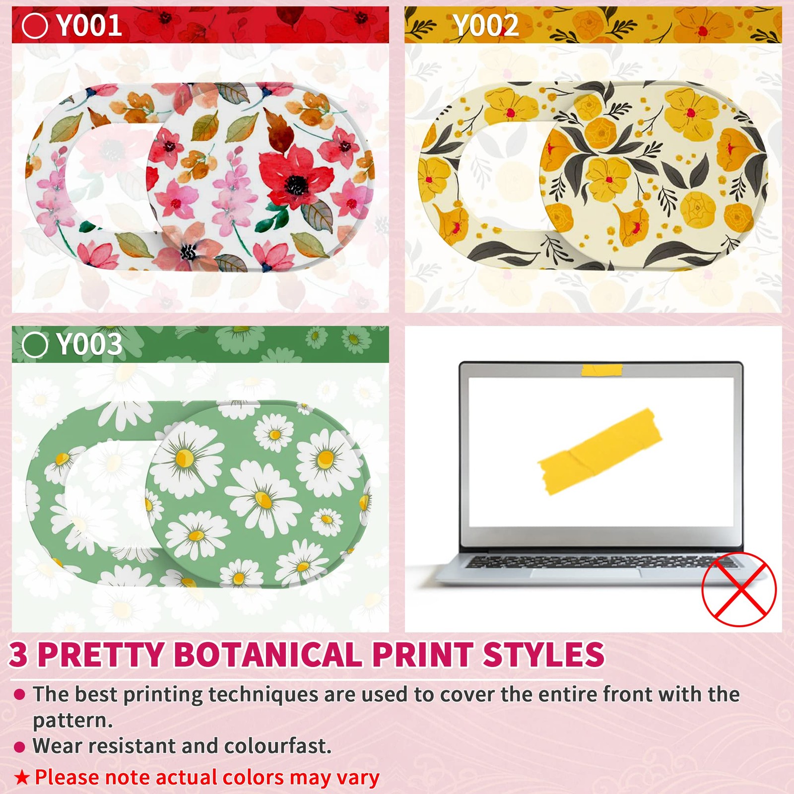 Laptop Camera Cover Slide Cute, Ultra Thin Webcam for iPhone Flowes