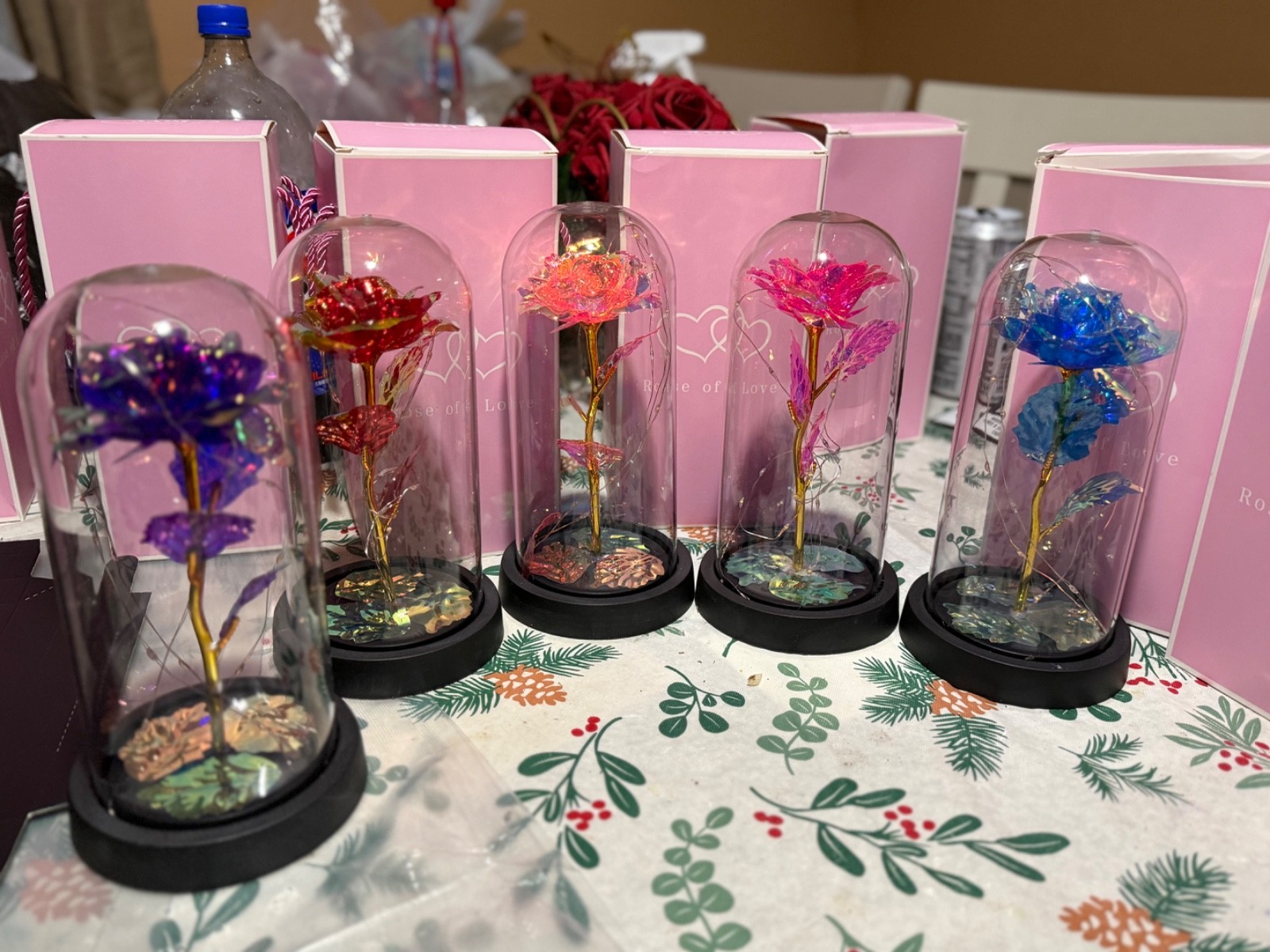 Eternal Forever Galaxy Rose Flower In Glass Dome LED Light Valentine's Day Gift