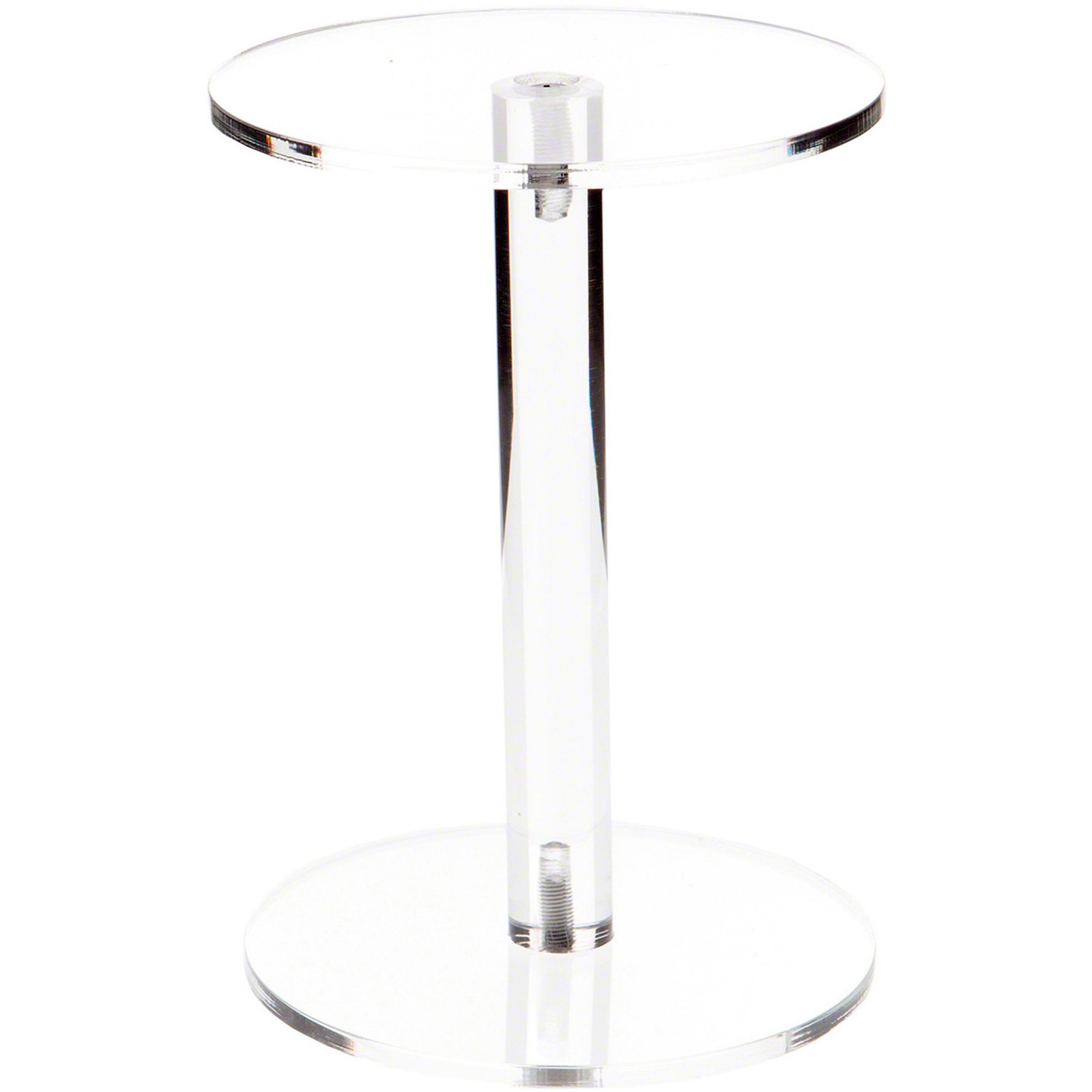 Plymor Clear Acrylic Round Barbell Pedestal Display Riser, 6.375" H x 4.5" D