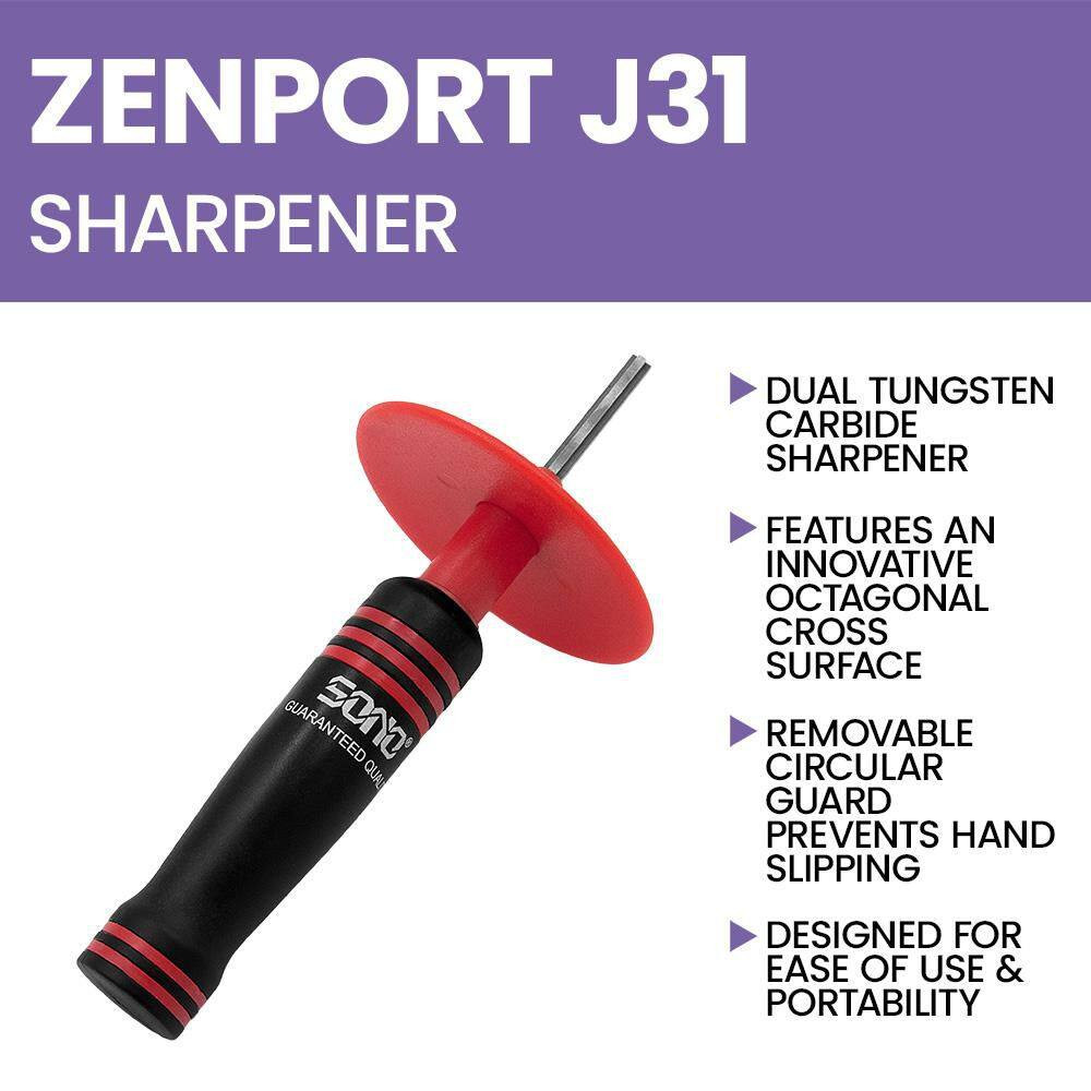 Tungsten Carbide Sharpener, Removeable Hand Guard in Red