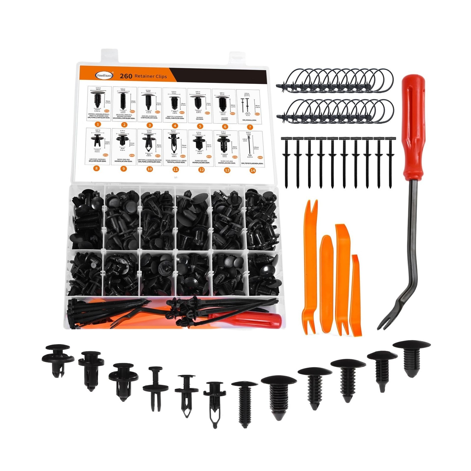 260PCS Car Bumper Retainer Clips Kit - Auto Plastic Rivets & Push Fasteners S...