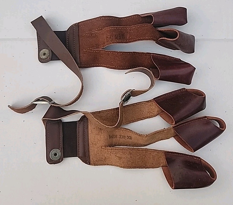 Vtg XL Archery Three Finger Leather Gloves Traditional By King USA MADE (D)