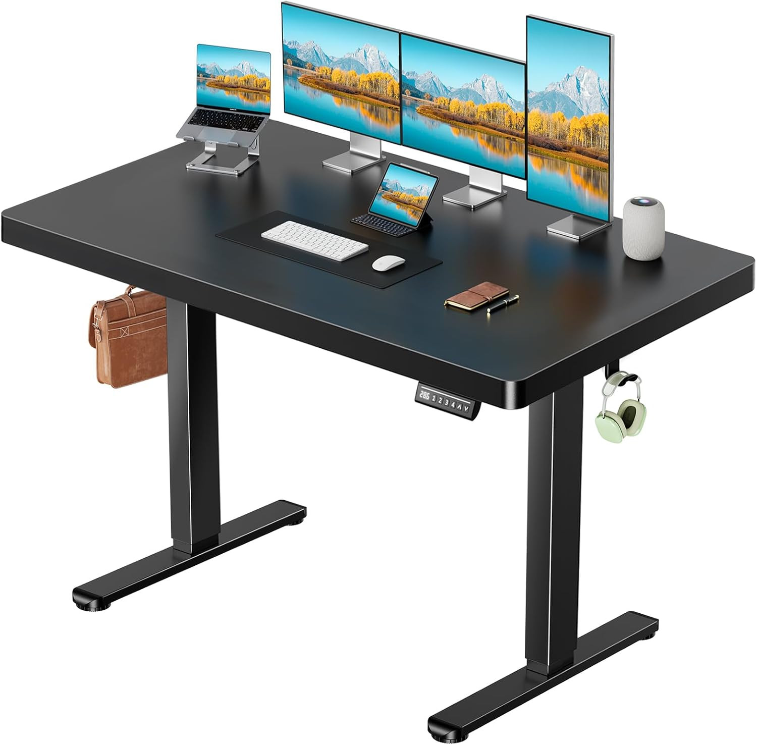 63 X 30 Electric Standing Desk with One-Piece Desktop, Sit Stand Desk with Thick