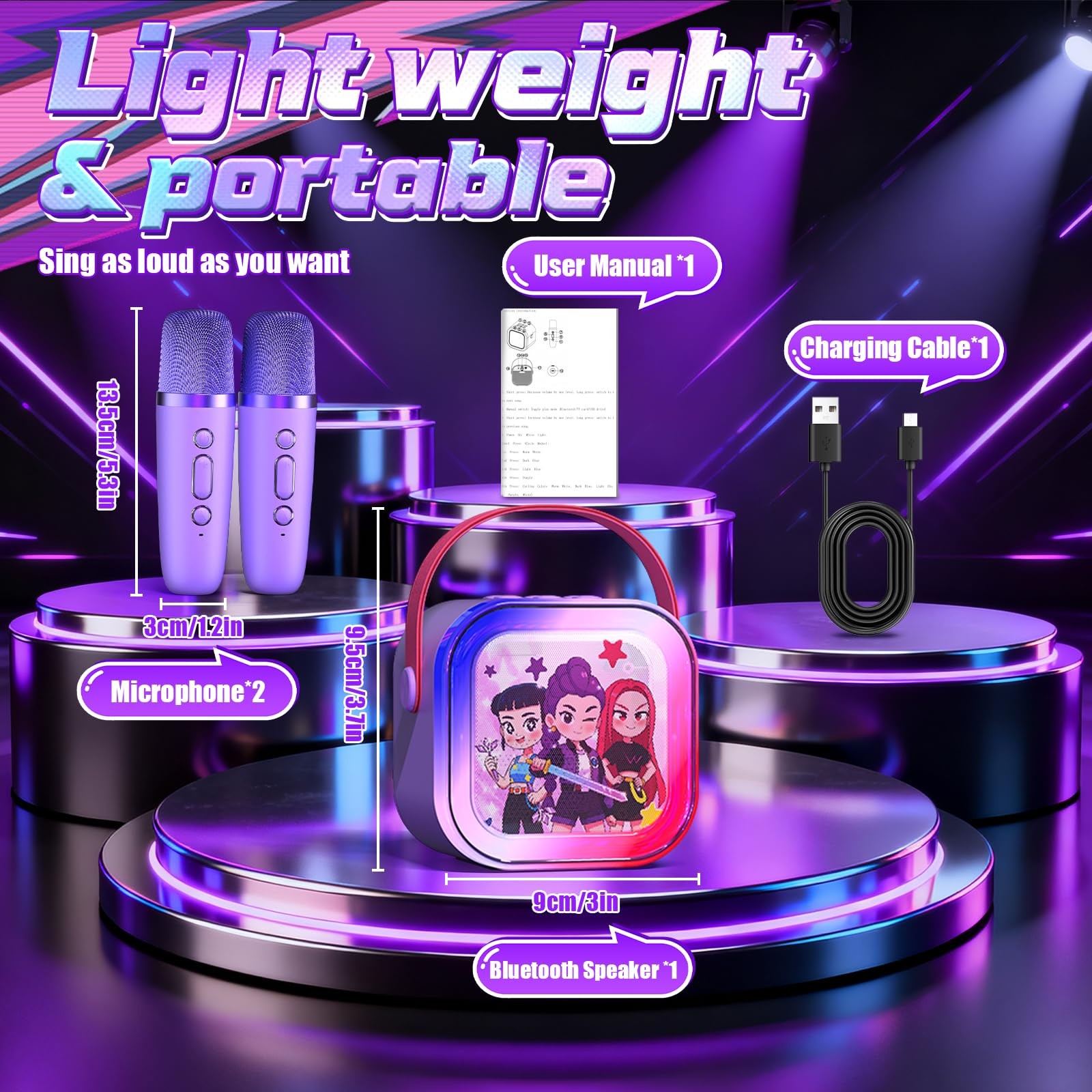 Mini Karaoke Machine for Kids,5 Voice Effects - Portable Bluetooth Speaker wi...