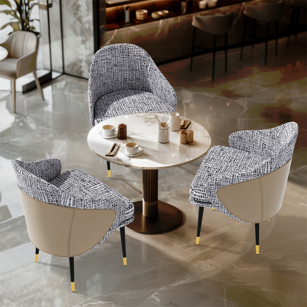 2PCS Upscale Cotton Dining Chairs w/ Antioxidant Metal Legs Kitchen Furniture US