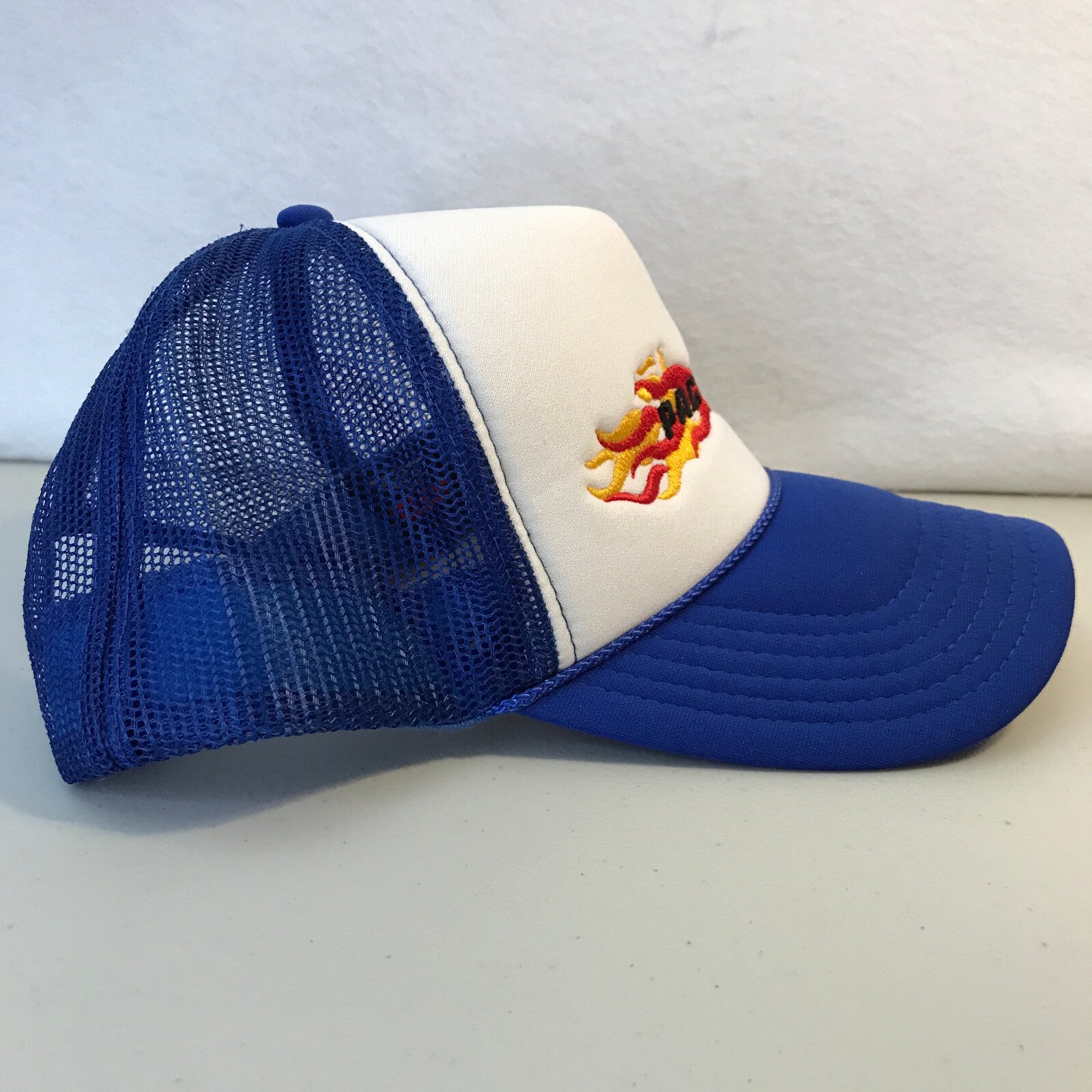 PACSUN Snapback Trucker Hat Cap Vintage 90s OTTO Mesh Back Flames Blue
