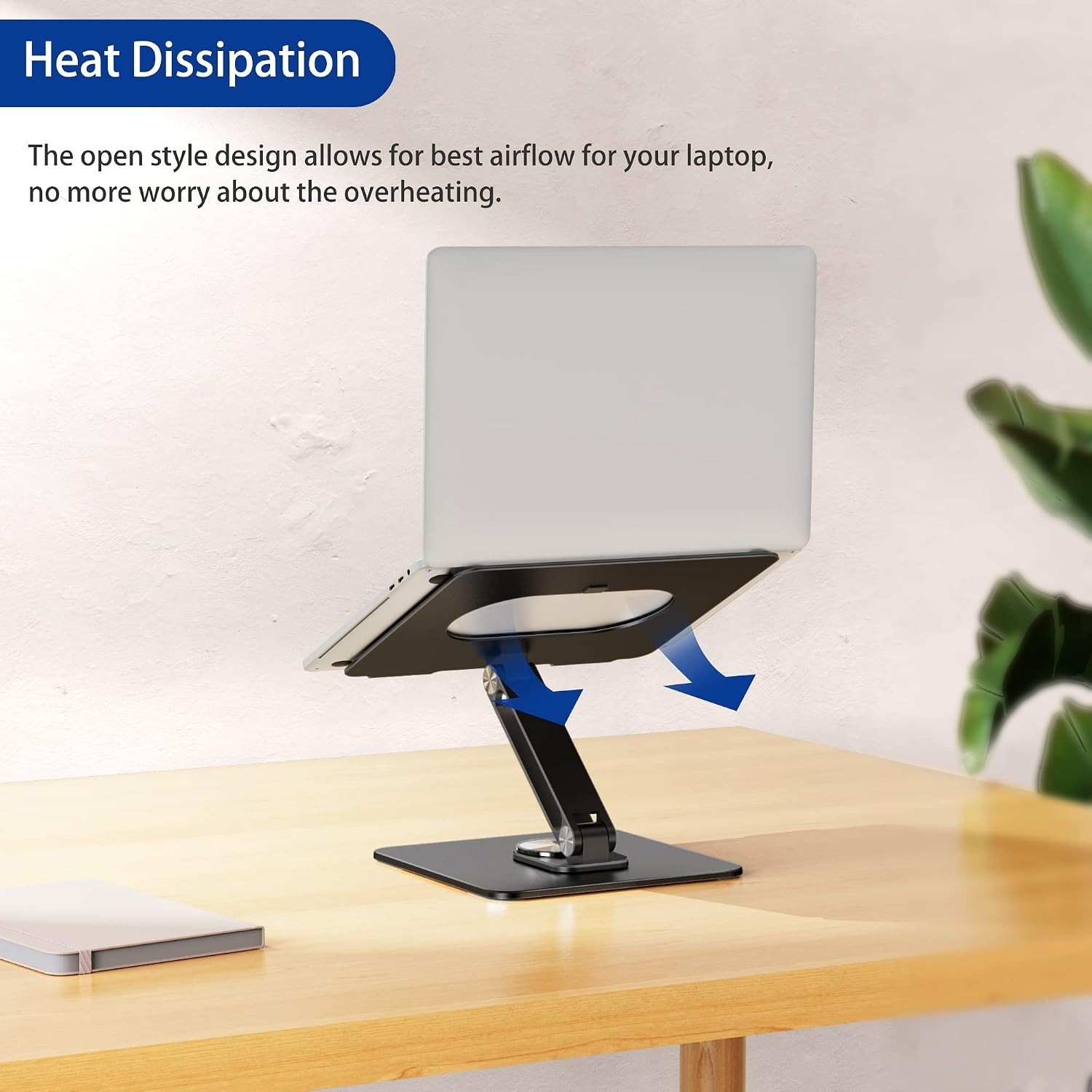 Laptop Stand with 360 Rotating Base, Ergonomic Adjustable Notebook Riser, Fol...
