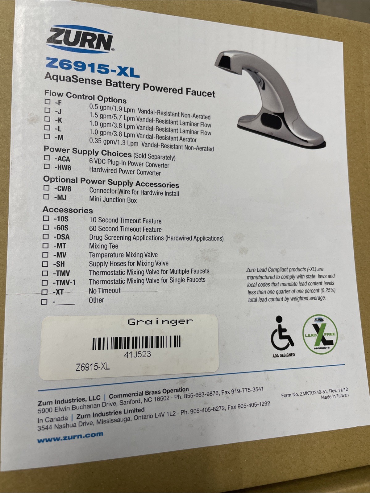 Zurn - Z6915-XL AquaSense® Battery Powered Faucet New (2022 Overstock)