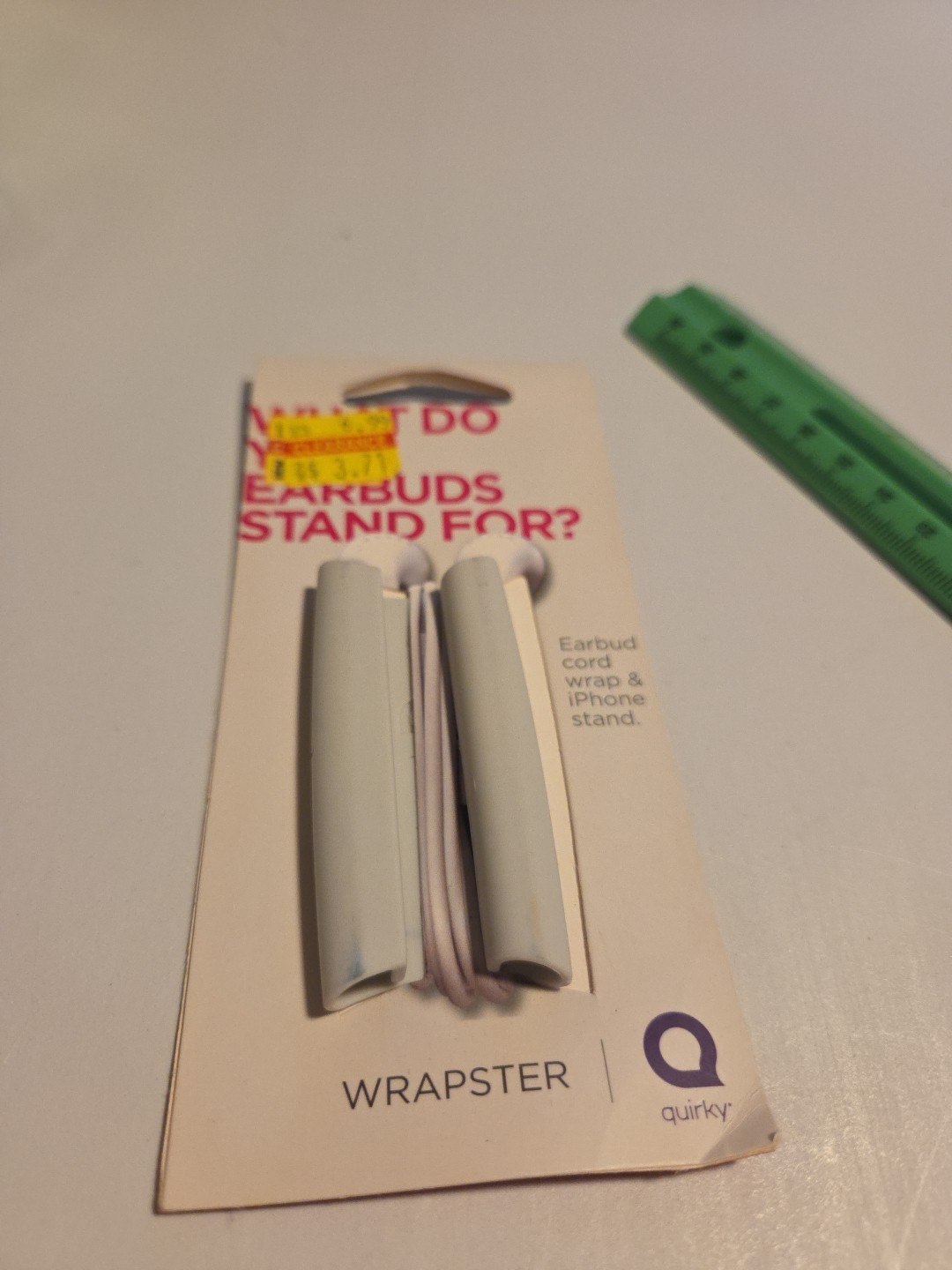 1 Set Of Quirky Wrapster Earbud Cord Wrap & iPhone Stand WHITE