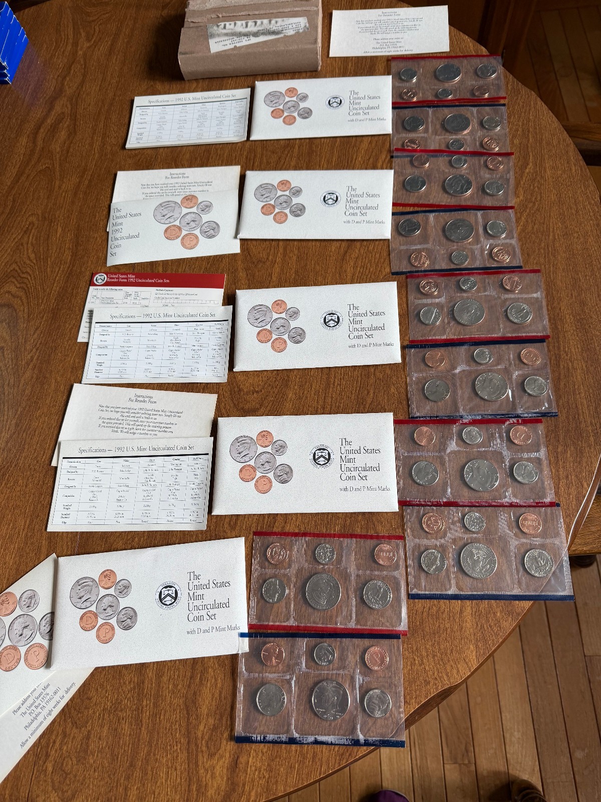 5-1992 U.S. Mint Uncirc. Coin Sets P & D Mints - 50 coins