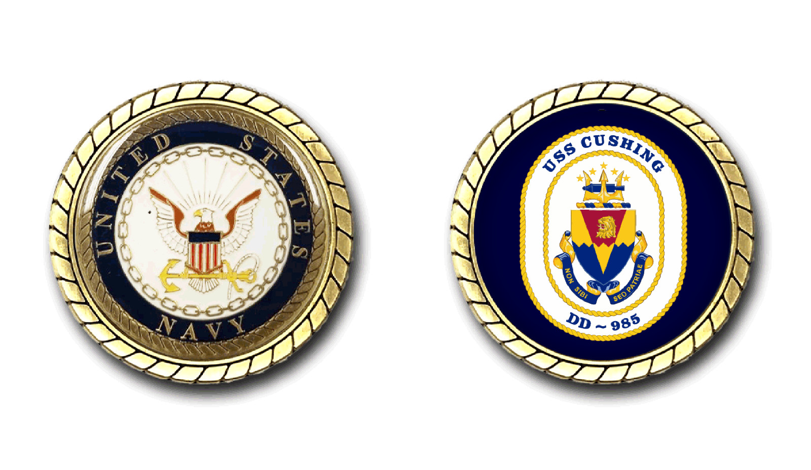 USS Cushing DD-985 Crest Challenge Coin