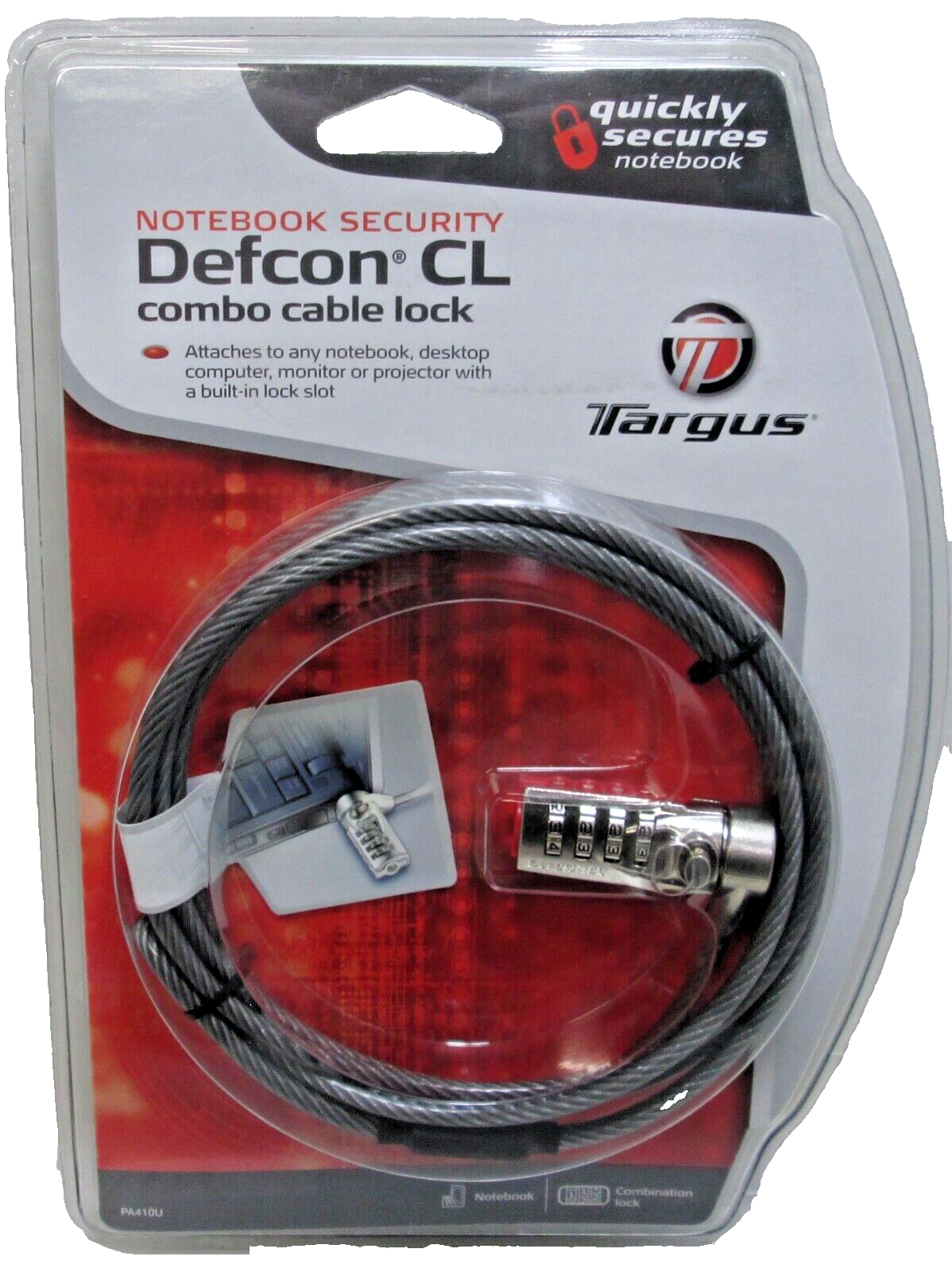 New Targus Notebook Security Defcon CL Combo Cable Lock For Your Laptop