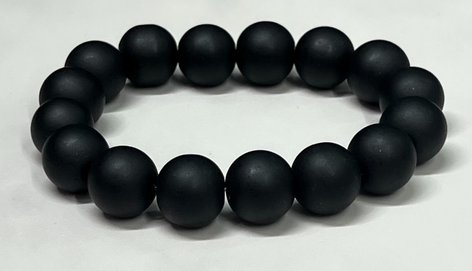 Men's or Women's Black Glass Beaded Handmade Bracelet, Unisex Chunky Bead